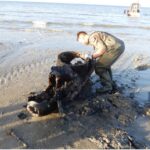 Découverte sur la plage à la limite du Hôme et de Franceville d'un lanceur de torpilles allemand